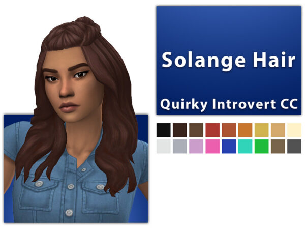 The Sims Resource: Solange Hair Retextured by qicc for Sims 4