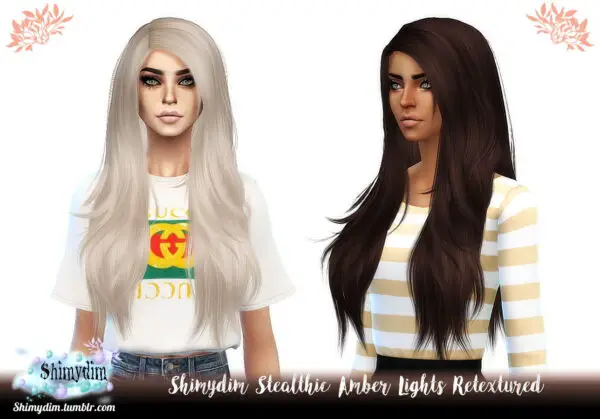 Shimydim: Stealthic`s Amber Lights Hair Retextured for Sims 4