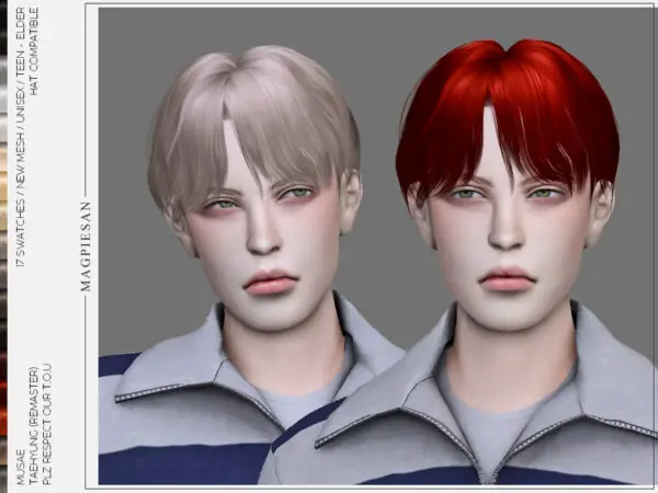The Sims Resource: Taehyung Hair by magpiesan for Sims 4