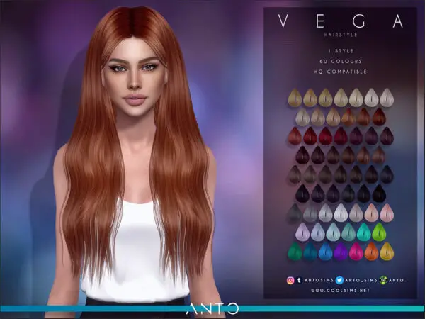 The Sims Resource: Vega Hair by Anto for Sims 4