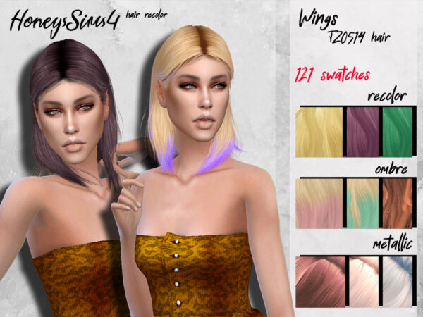 The Sims Resource: Wings TZ0514 hair recolored by HoneysSims4 for Sims 4