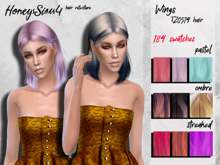 The Sims Resource Wings Tz0514 Hair Retextured By Honeyssims4 Sims 4