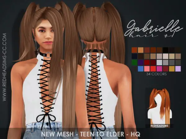 Coupure Electrique: Gabrielle Hair Two Versions for Sims 4