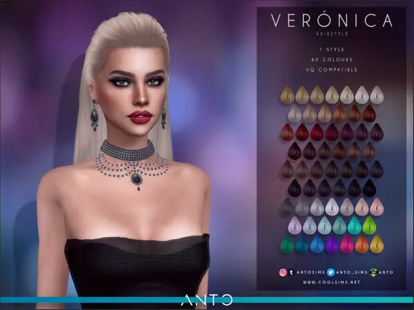 The Sims Resource: Veronica Hair by Anto for Sims 4