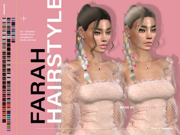 The Sims Resource: Farah Hairstyle by Leah Lillith for Sims 4