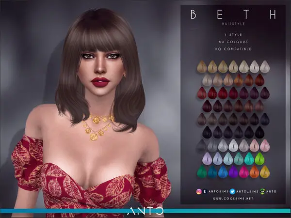 The Sims Resource: Beth Hairstyle by Anto for Sims 4