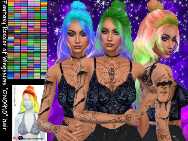 The Sims Resource: Wingssims ON0910 hair Fantasy Recolor for Sims 4