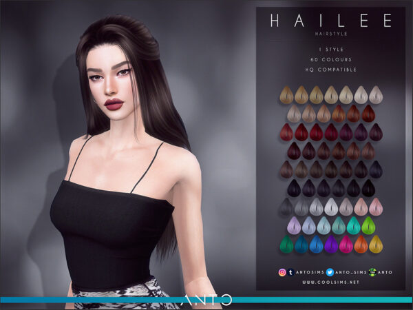 The Sims Resource: Hailee Hair by Anto for Sims 4