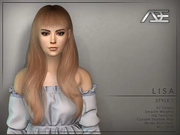 The Sims Resource: Lisa Style 1 Hair by Ade Darma for Sims 4