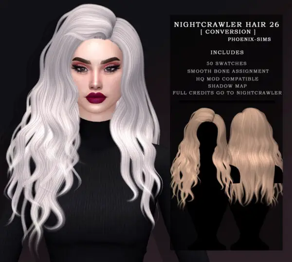 Phoenix Sims: Nightcrawler 26 and Arabella Hair for Sims 4