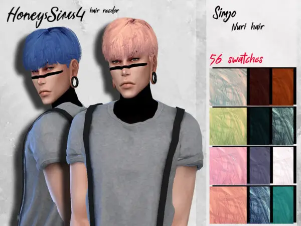 The Sims Resource: KIMSimjo`s Nuri hair recolred by HoneysSims4 for Sims 4
