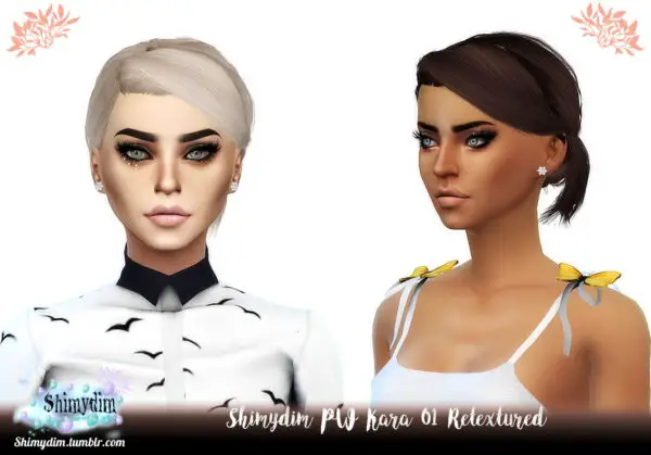 Shimydim: PW Kara Hair 01 and 02 Retextured for Sims 4