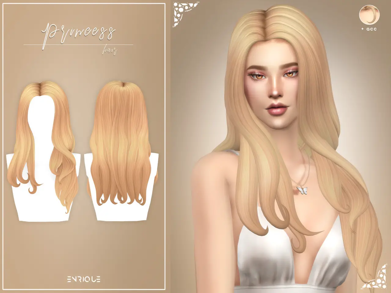 Enrique: Princess Hair - Sims 4 Hairs