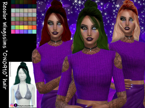 The Sims Resource: Recolor of Wingssims ON0910 hair by PinkyCustomWorld for Sims 4