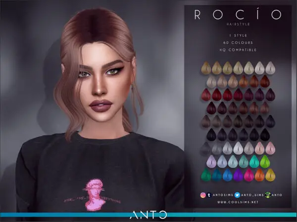 The Sims Resource: Rocio Hairstyle by Anto for Sims 4