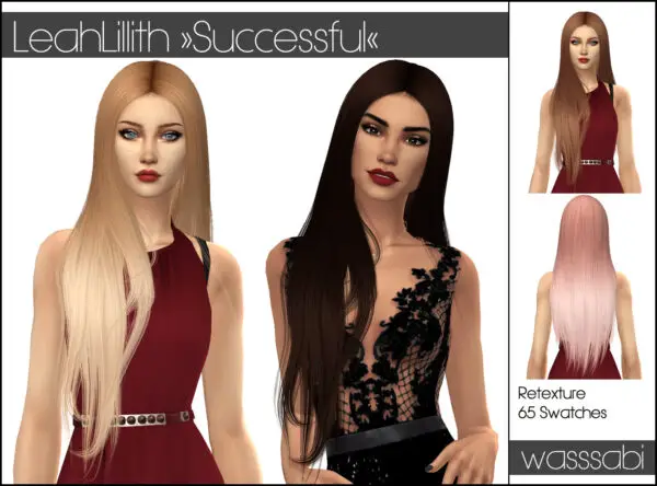 Wasssabi Sims: LeahLillith`s Successful Hair Retextured for Sims 4
