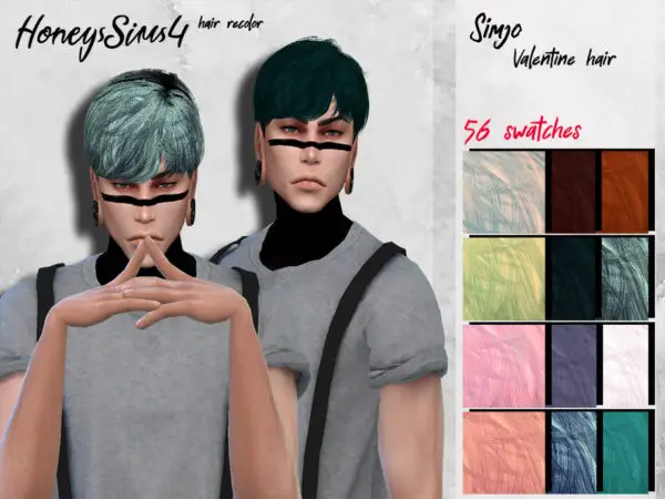 The Sims Resource: Valentine Hair Recolored by HoneysSims4 for Sims 4
