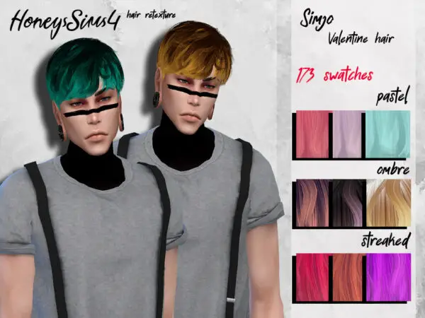 The Sims Resource: Valentine Hair Retextured by HoneysSims4 for Sims 4