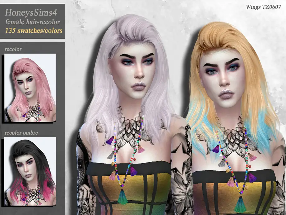 The Sims Resource: WingsTZ0607 Hair Recolored By HoneysSims4 - Sims 4 Hairs