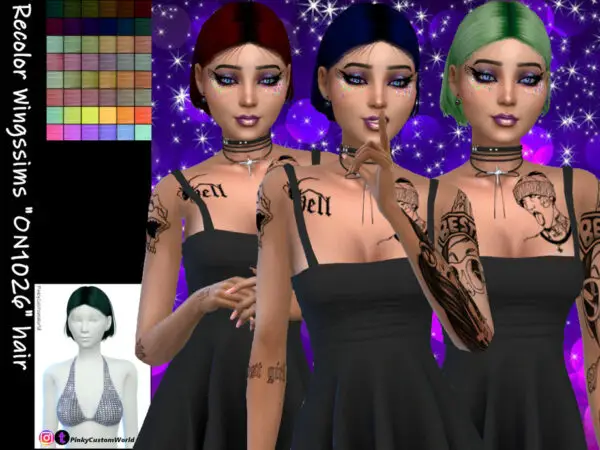 The Sims Resource: Wingssims ON1026 hair recolored by PinkyCustomWorld for Sims 4