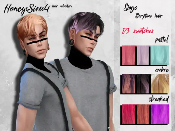 The Sims Resource: KIMSimjo`s Storytime Hair Retextured by HoneysSims4 for Sims 4