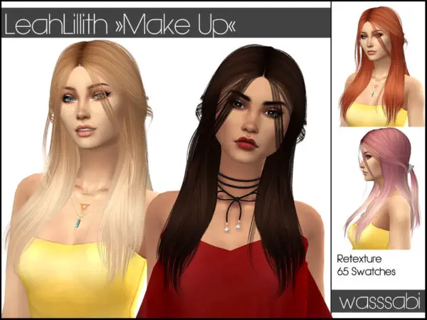 The Sims Resource: LeahLillith`s Makeup Hair Retextured for Sims 4