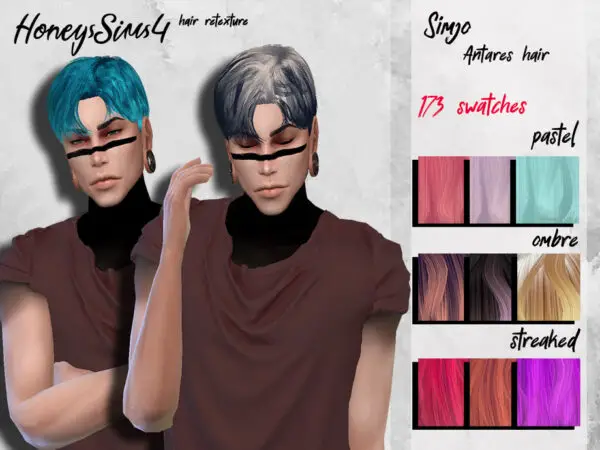 The Sims Resource: Antares Hair retextured by HoneysSims4 for Sims 4