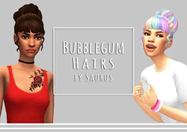Saurus Sims: Bubblegum Hairs for Sims 4