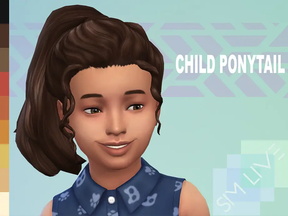 The Sims Resource: Child high ponytail by KikiSimLive - Sims 4 Hairs