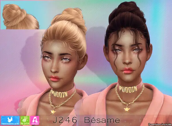NewSea: J246 Besame Hair for Sims 4