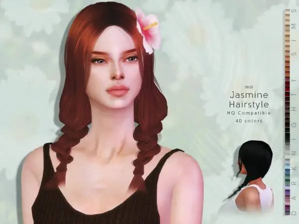 The Sims Resource: Jasmine Hairstyle by DarkNighTt for Sims 4