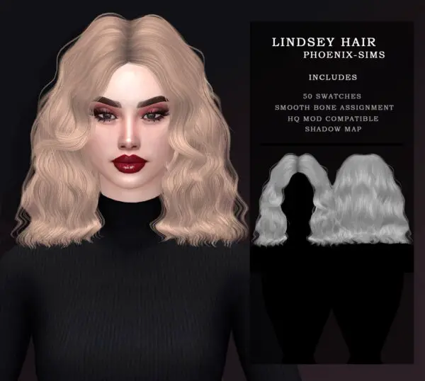 Phoenix Sims: Lindsey Hair and Nightcrawler 07 hair retextured for Sims 4