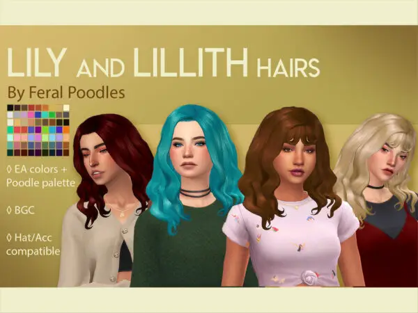 The Sims Resource: Lillith Hair by feralpoodles for Sims 4