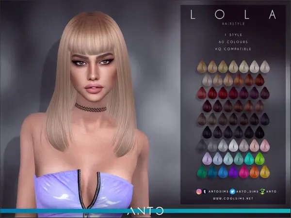 The Sims Resource: Lola Hair by Anto for Sims 4