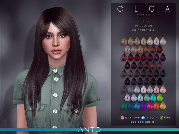 The Sims Resource: Olga Hair by Anto for Sims 4