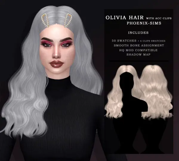 Phoenix Sims: Olivia Hair, Minary Hair and Nightcrawler 04 hair retextured for Sims 4