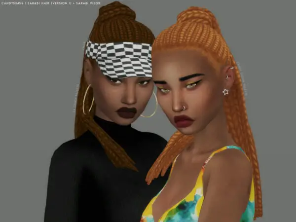 Candy Sims 4: Sarabi and Visor Hair for Sims 4
