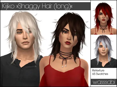 Wasssabi Sims: Kijko`s Shaggy Hair Retextured for Sims 4
