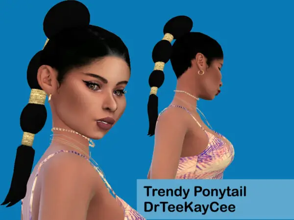The Sims Resource: Trendy Ponytail Hairstyle by drteekaycee for Sims 4