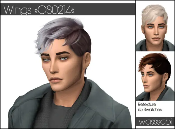 Wasssabi Sims: Wings OS0214 hair retextured for Sims 4
