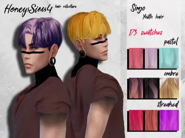 The Sims Resource: Simjo`s Youth hair retextured by HoneysSims4 for Sims 4