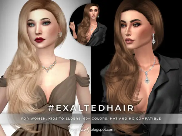 The Sims Resource: Exalted Hair by SonyaSimsCC for Sims 4