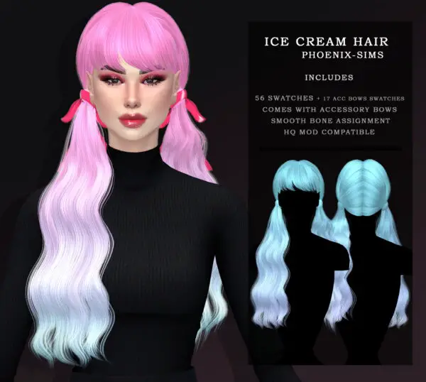 Phoenix Sims: Ice Cream Hair for Sims 4