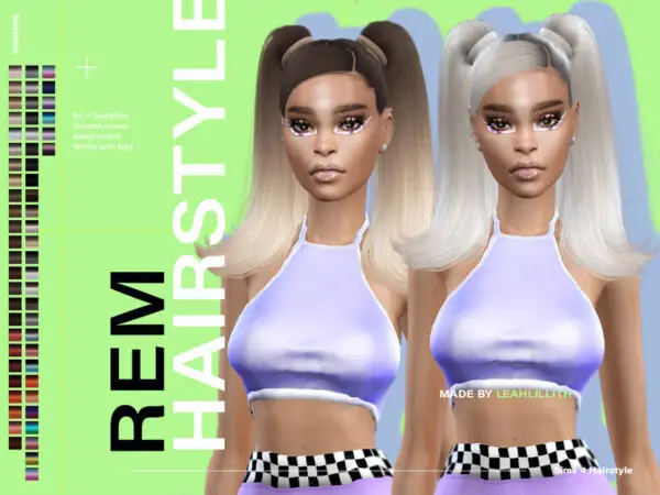 The Sims Resource: REM Hairstyle by  LeahLillith for Sims 4