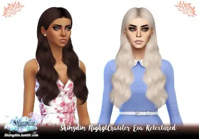 Shimydim: NightCrawler`s Eva Hair Retextured for Sims 4