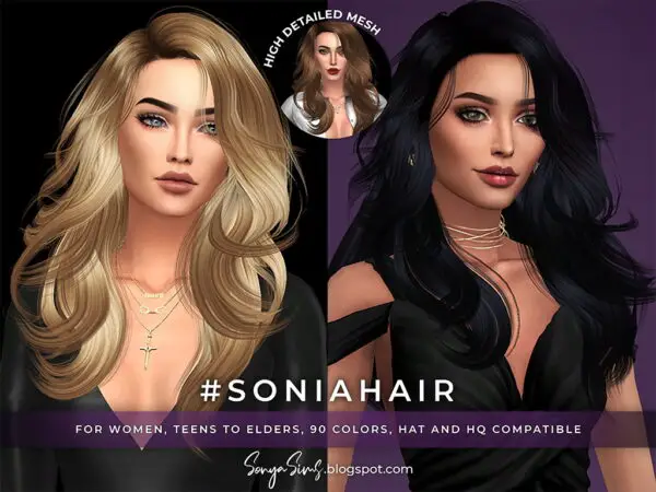Sonya Sims: Supernova, Sonya and Amanda Hair for Sims 4