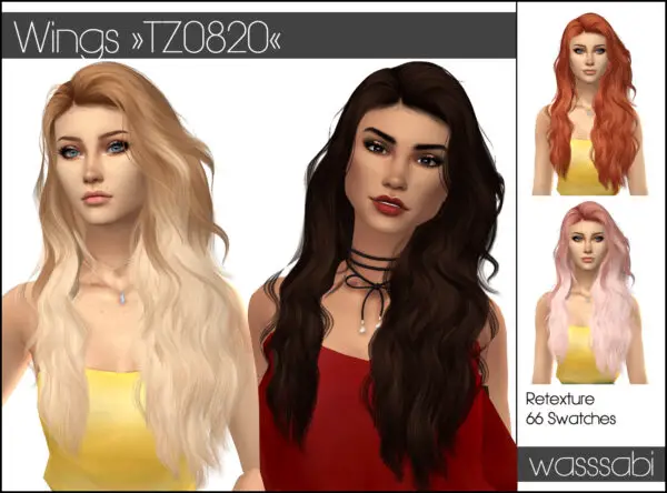 Wasssabi Sims: TZ0820 Wings Hair Retextured for Sims 4