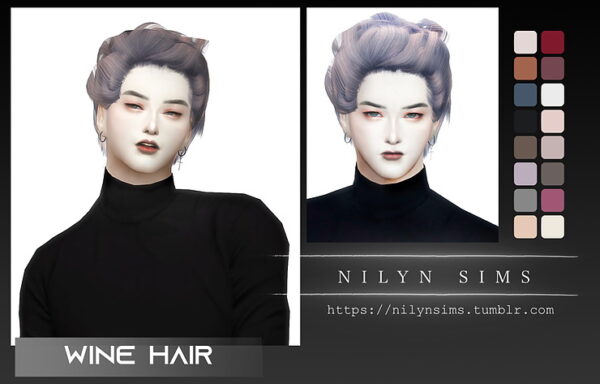 Nilyn Sims 4: Wine Hair for Sims 4