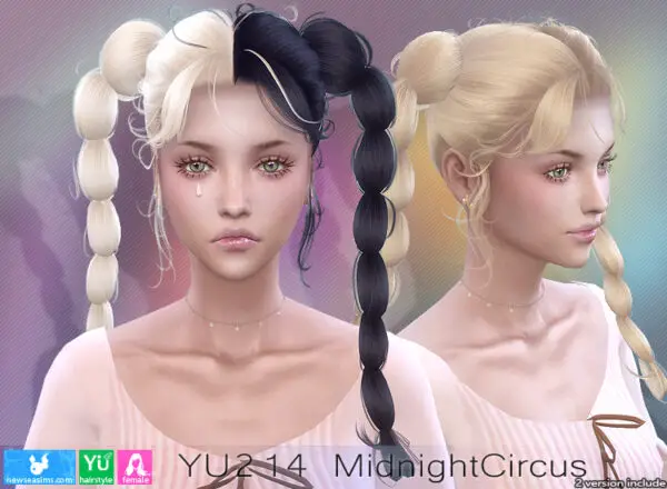 NewSea: YU 214 Midnight Circus Hair for Sims 4