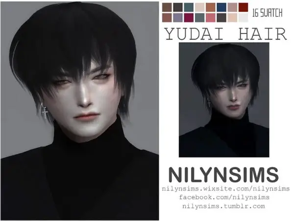 Nilyn Sims 4: Yudai Hair for Sims 4